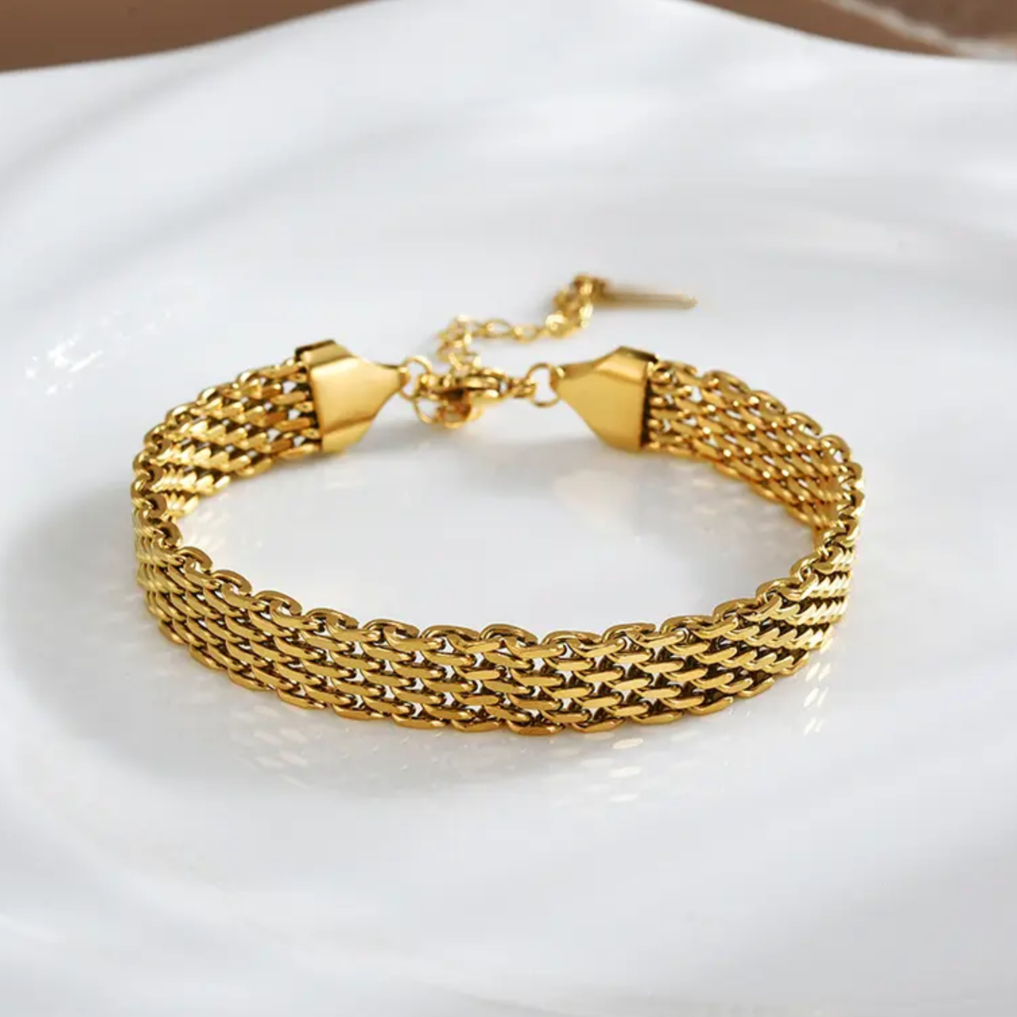 gouden armband platte schakel