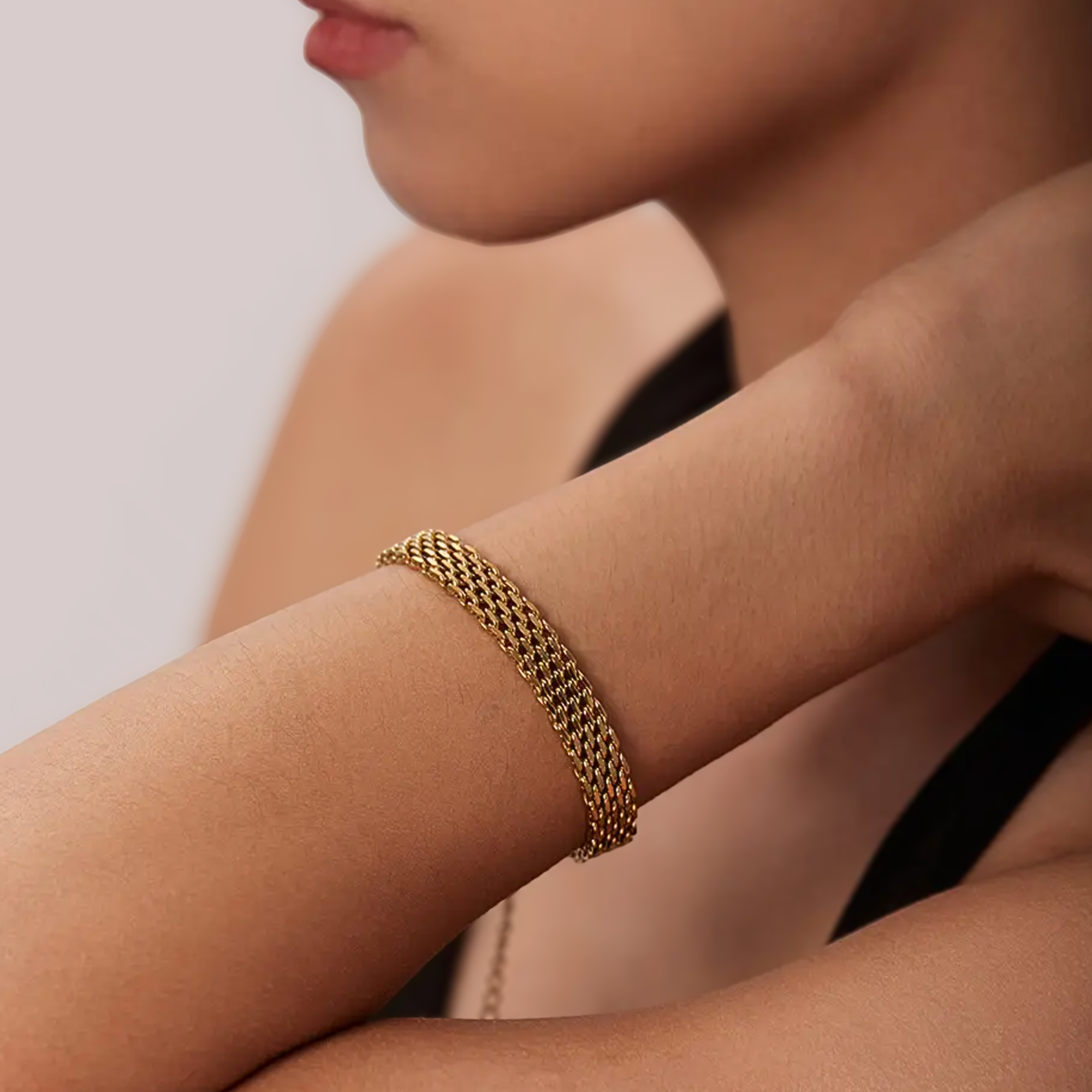goudkleurige schakel armband vrouw