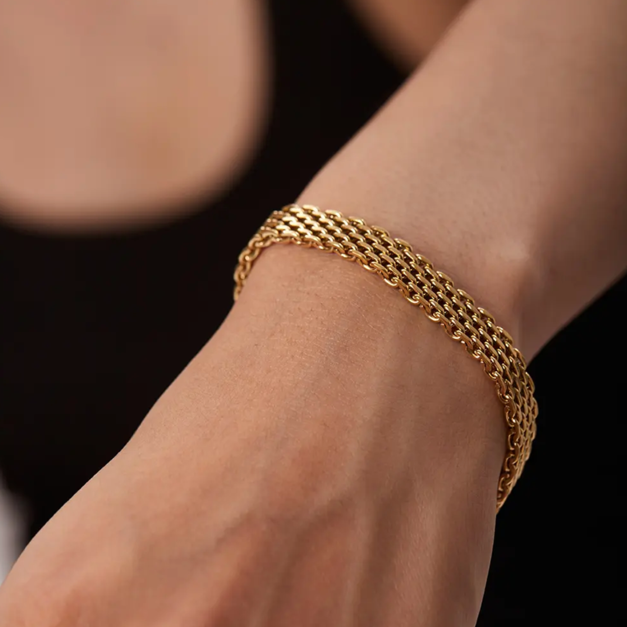 grote grove schakels gouden armband