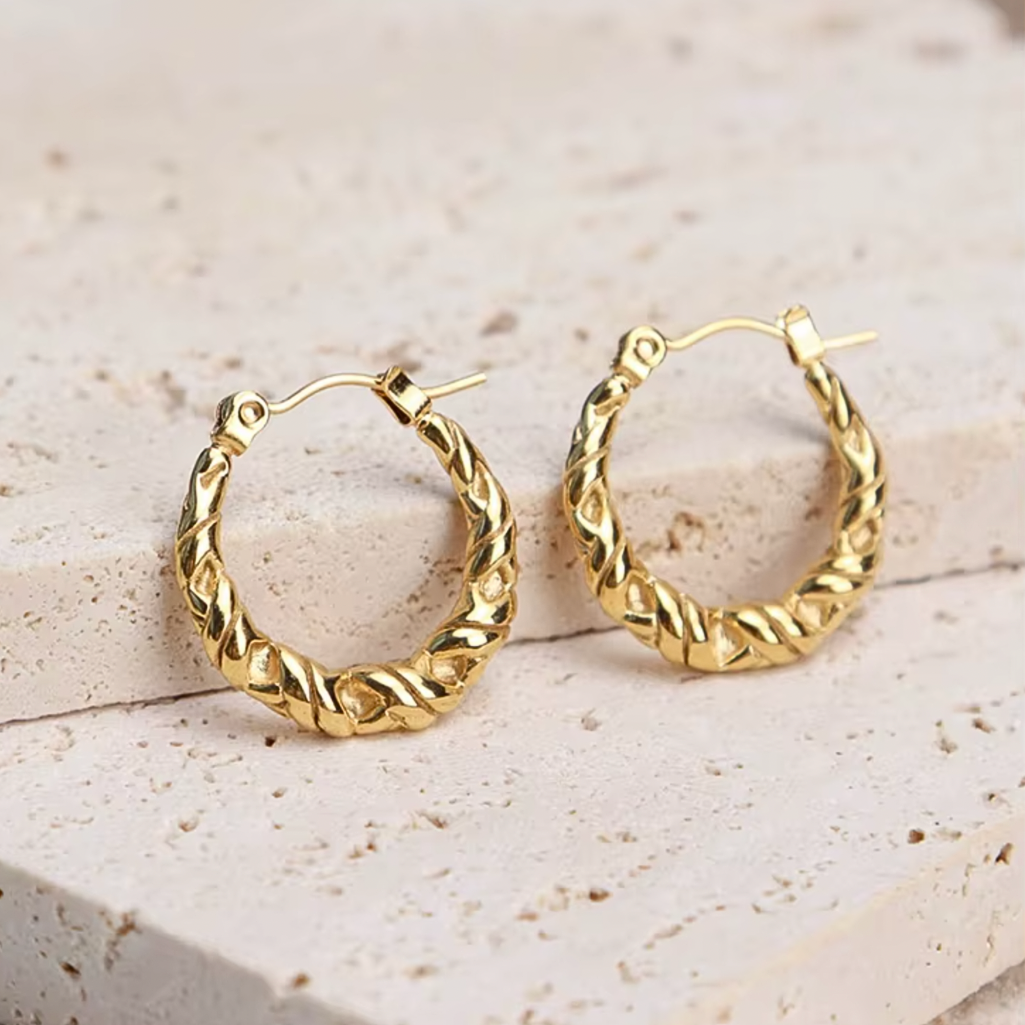 organic shaped earrings gold