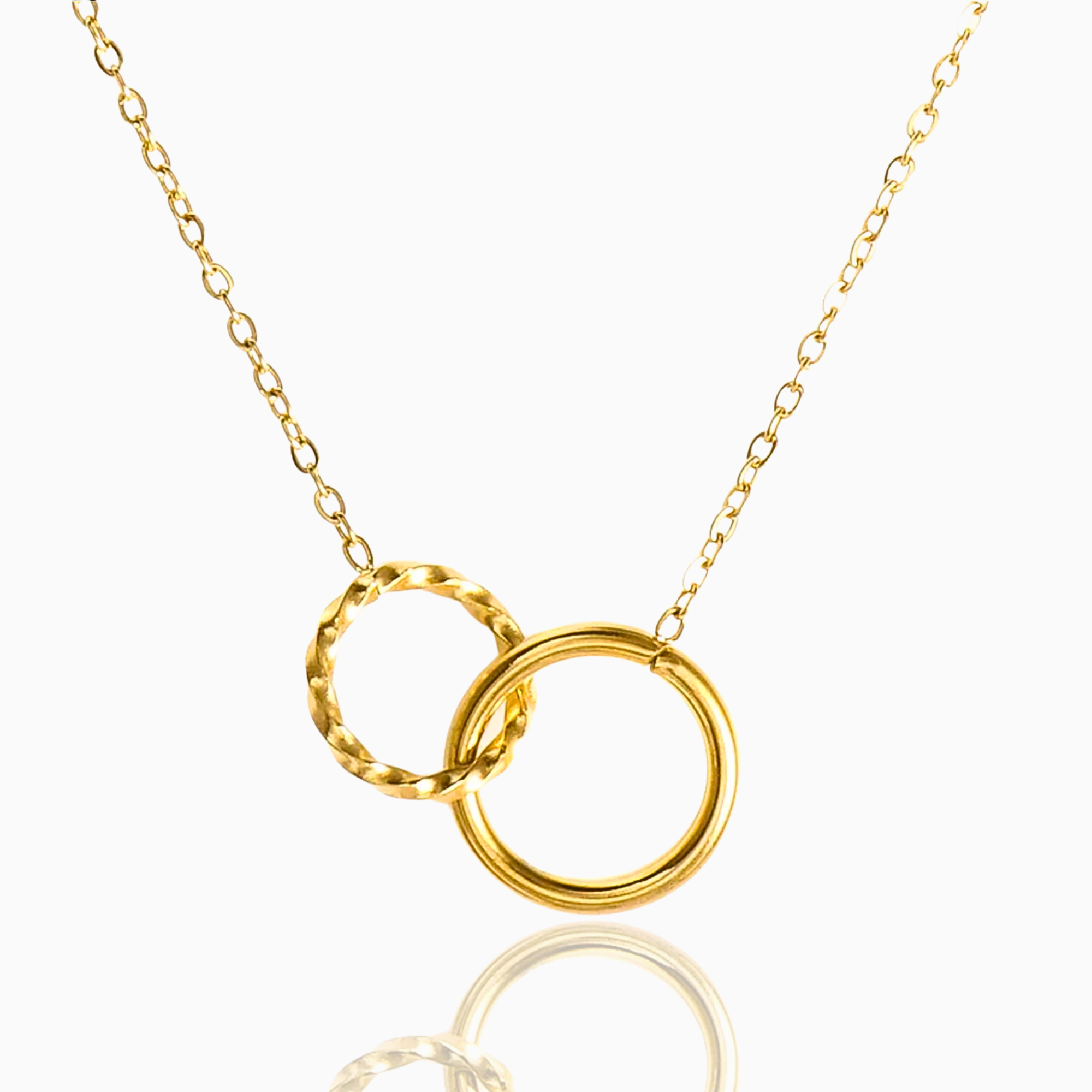 2 cirkels in elkaar ketting goud