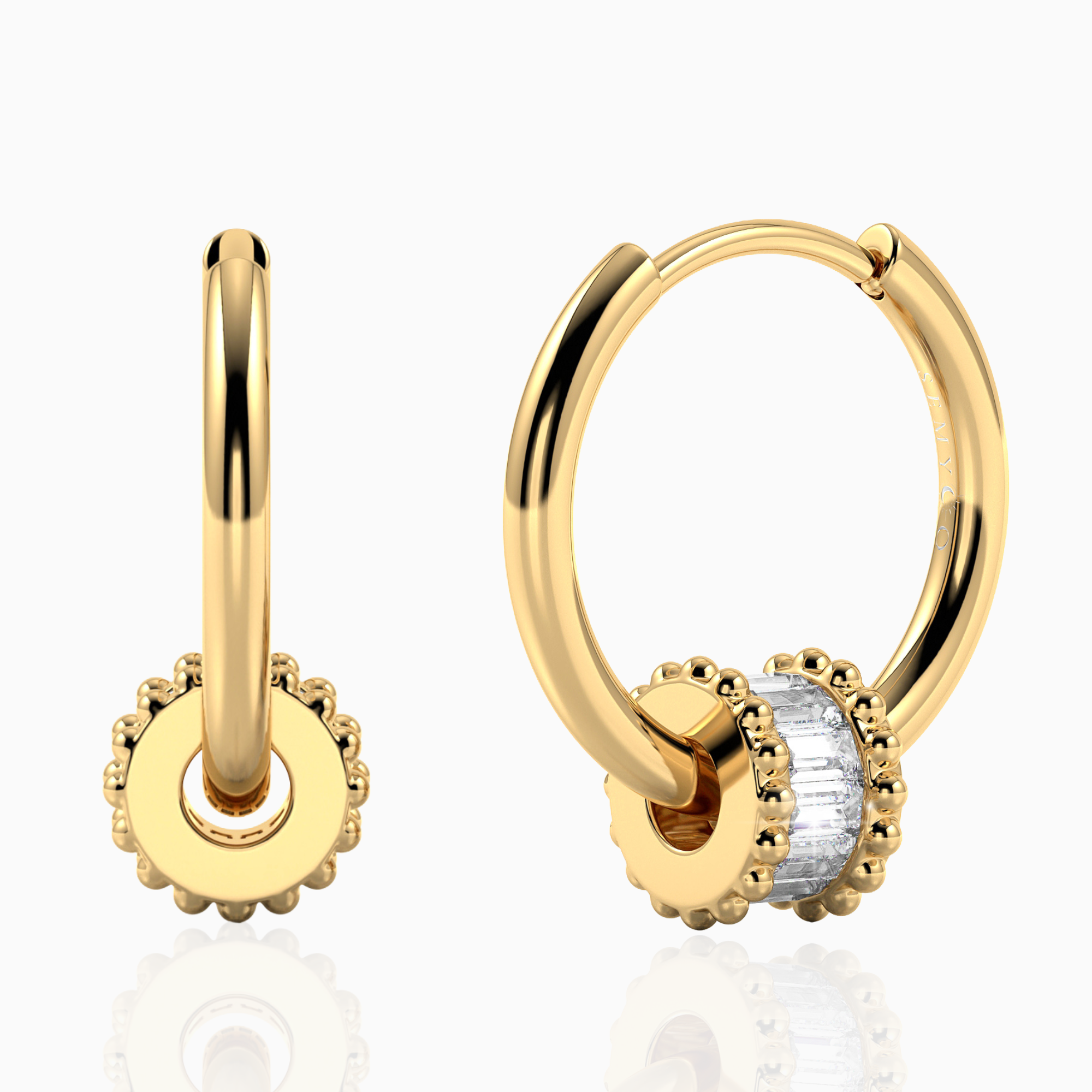 gouden oorbellen ring met hanger