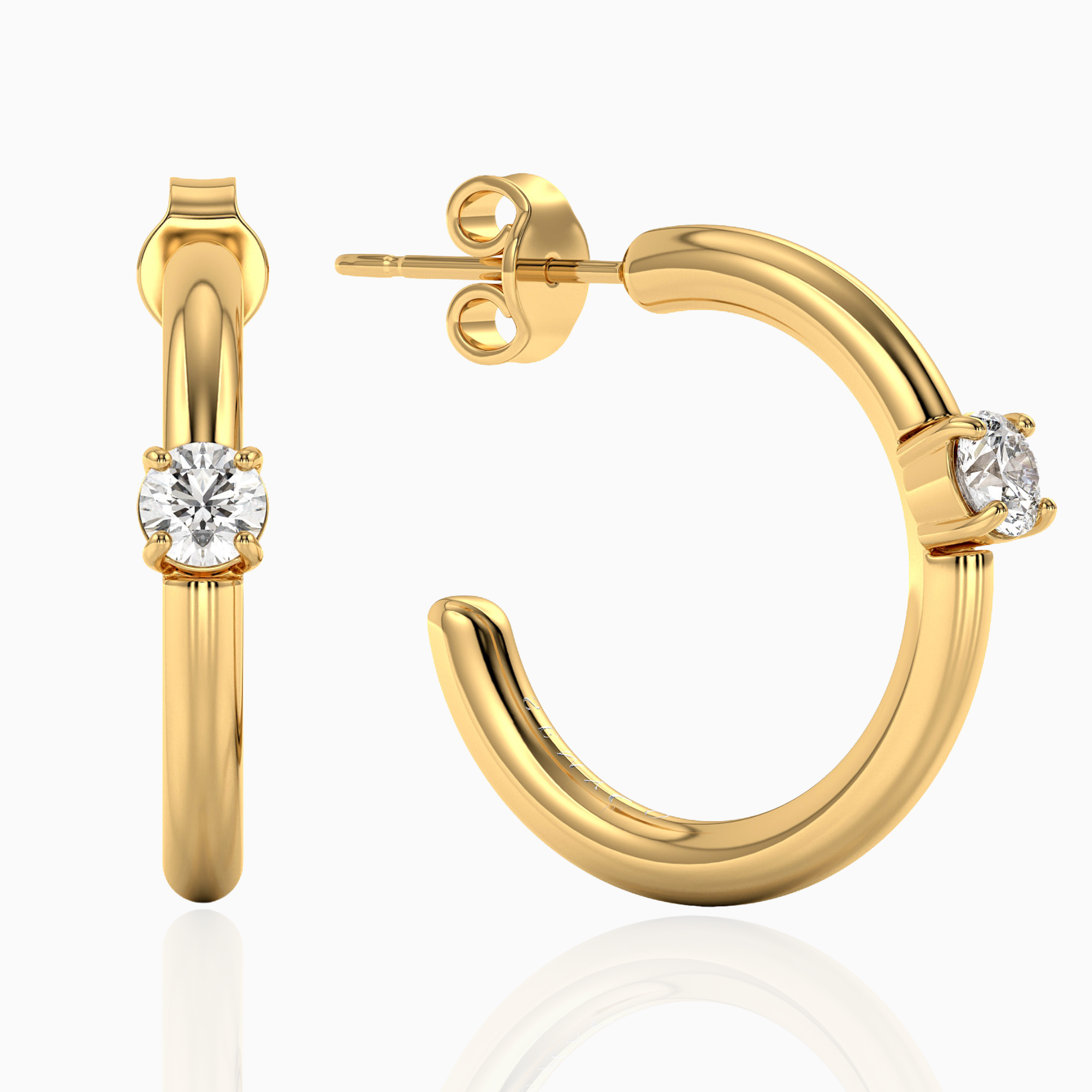 gouden oorringen met steentje